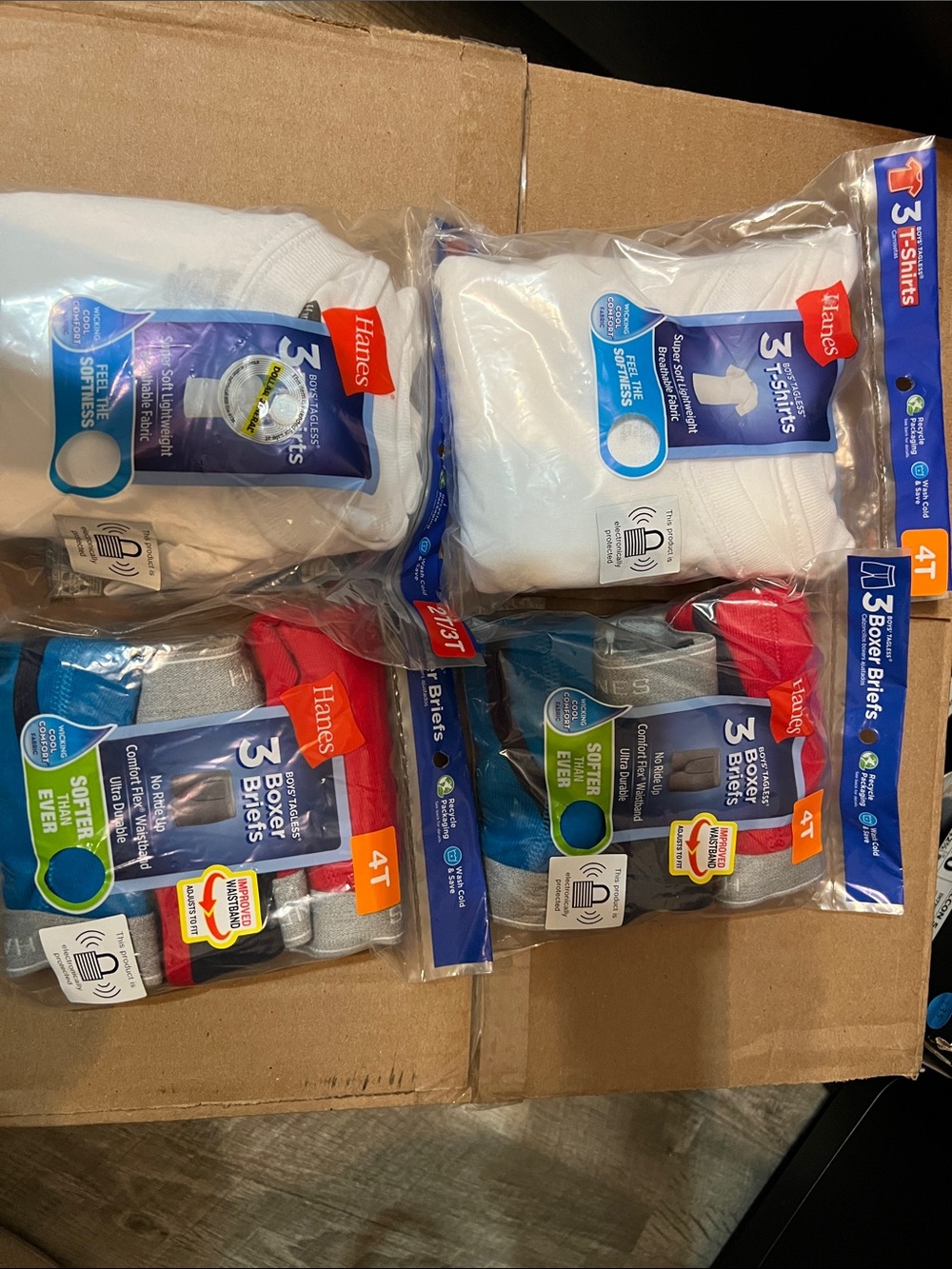Hanes White T-Shirts & Mixed Color Boxer Brief 3-Packs